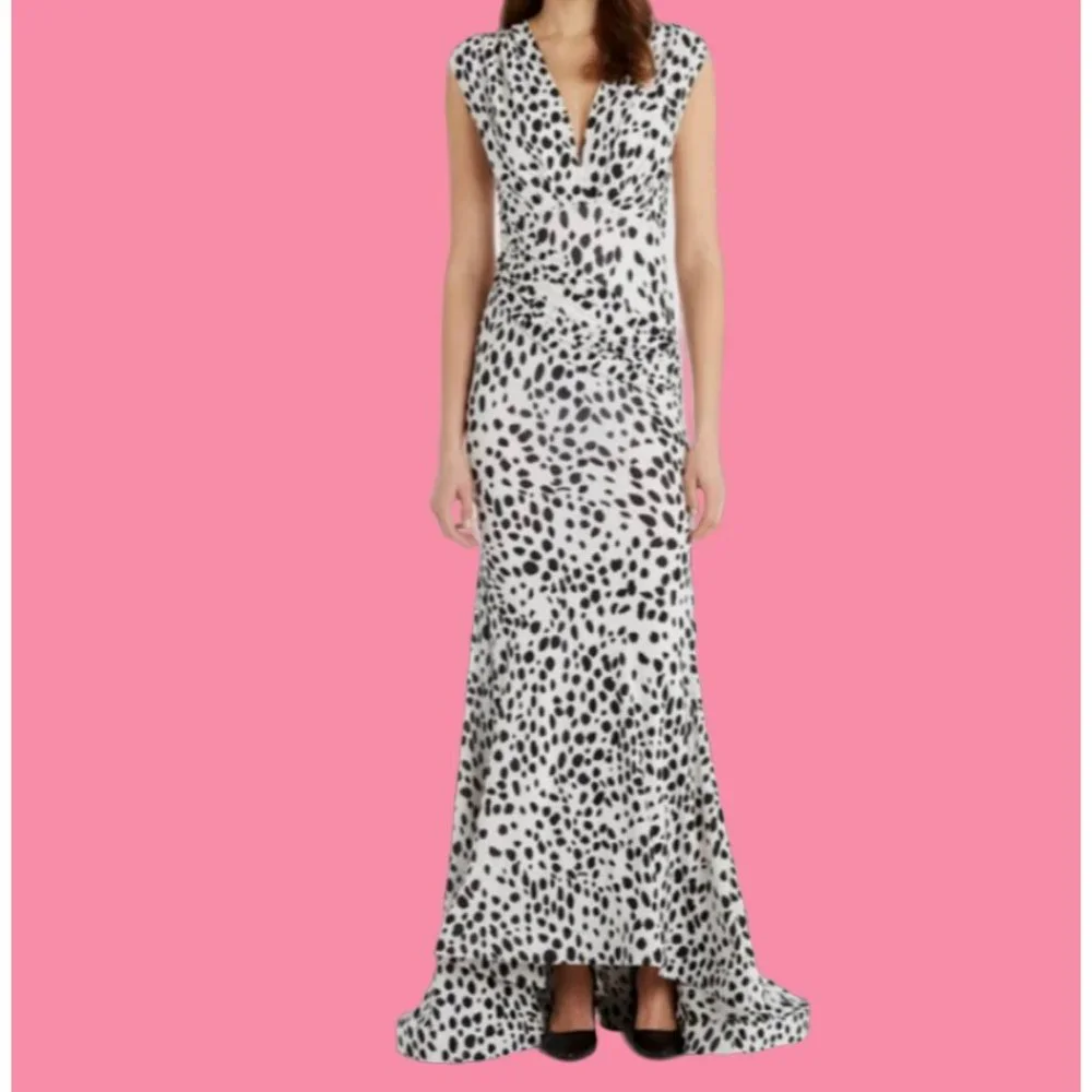 Issue New York Animal Print V-Neck Sleeveless Gown Black White Size XS NWT